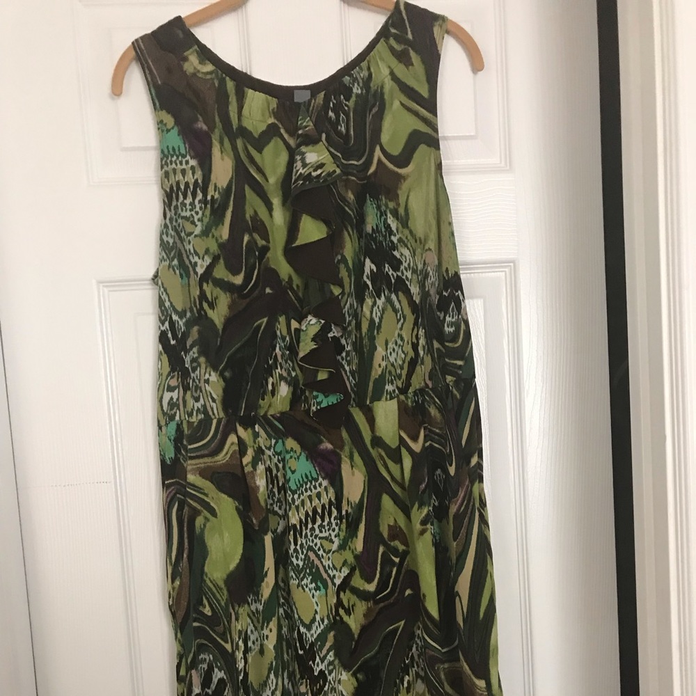 Green and Brown printed dress